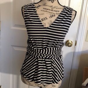 J Crew navy and White striped flutter him cotton knit tank new without tags